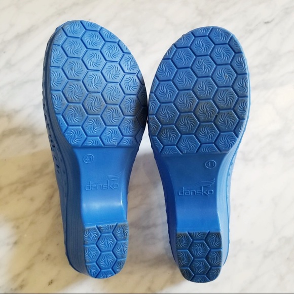 Dansko Pippa Jelly Blue Slip On Cut Out Clogs - Picture 7 of 7